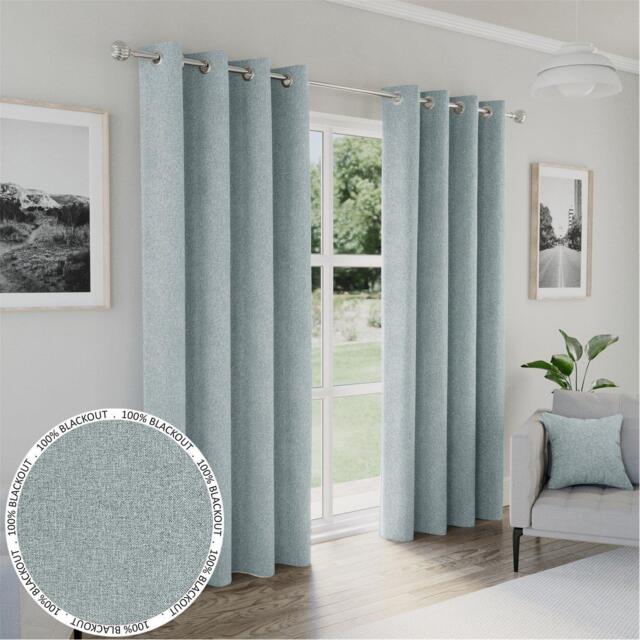 Enhanced Living Austin Blue 100% Blackout Eyelet Curtains - image 1