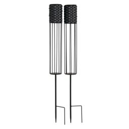 Lighting Collection RATTAN SOLAR STAKE LIGHT - SET OF 2 - thumbnail 2