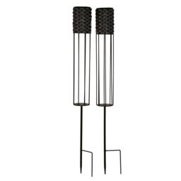 Lighting Collection RATTAN SOLAR STAKE LIGHT - SET OF 2 - thumbnail 4