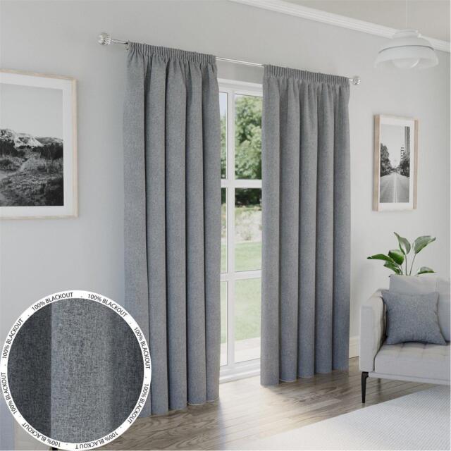 Enhanced Living Dallas Grey 100% Blackout Readymade Curtains - image 1