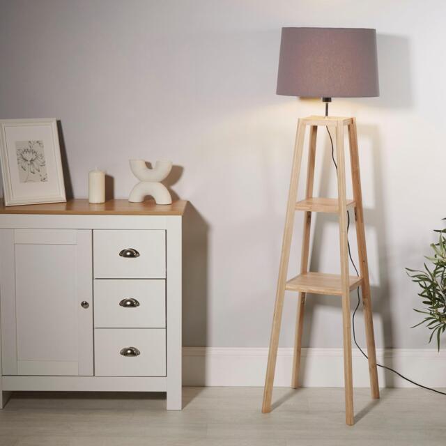 Lighting Collection Wooden Plant Stand Lamp - image 1