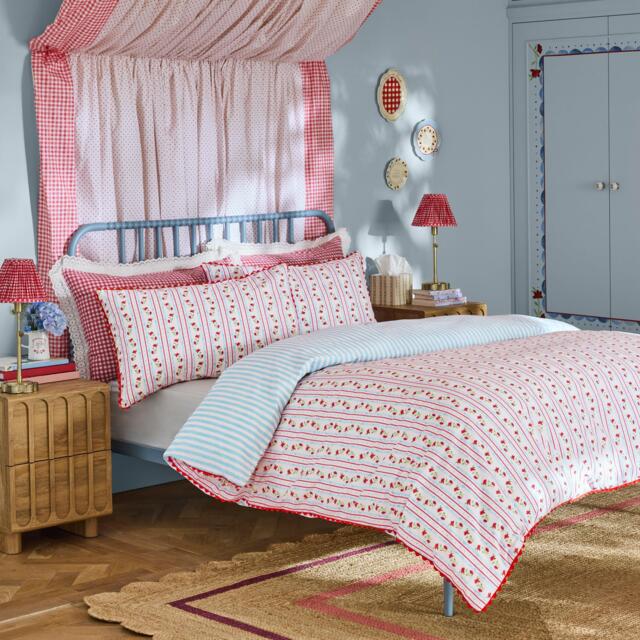 Cath Kidston Treasure Floral Stripe Cotton Duvet Cover Set - image 1