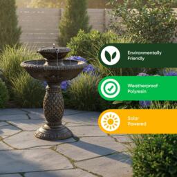Streetwize Solar Imperial Bird Bath Fountain - Battery Backup - thumbnail 5