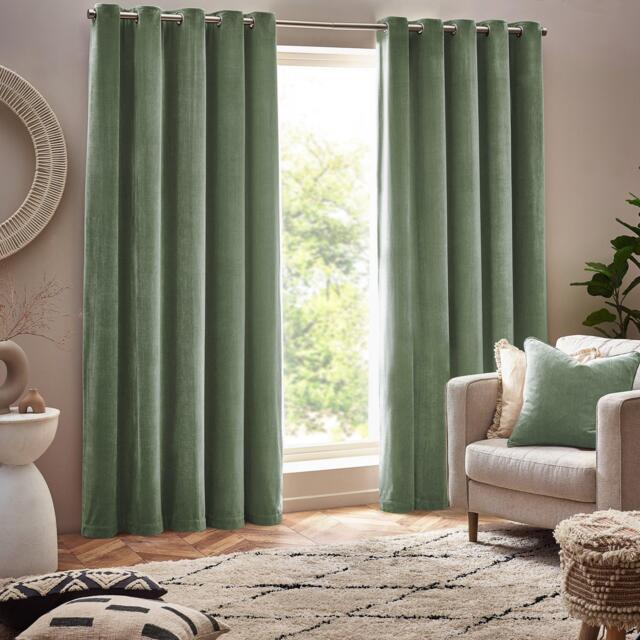 Yard Heavy Chenille Fully Lined Eyelet Curtains - image 1