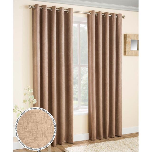 Enhanced Living Vogue Latte Thermal Room Darkening Curtains Eyelet - image 1