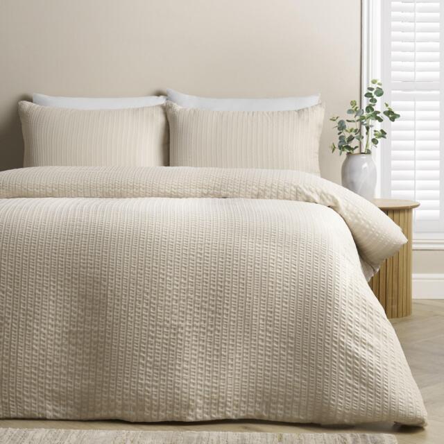 Catherine Lansfield Stripe Seersucker Duvet Cover Set - image 1