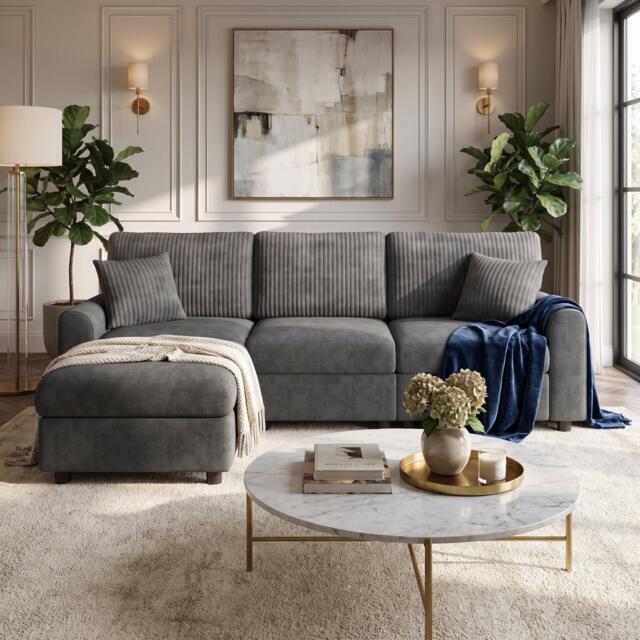 Urban Meuble Modern 3-Seater L-Shaped Sofa with Ottoman - image 1