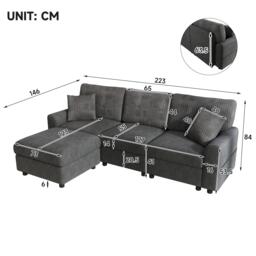 Urban Meuble Modern 3-Seater L-Shaped Sofa with Ottoman - thumbnail 6