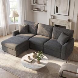 Urban Meuble Modern 3-Seater L-Shaped Sofa with Ottoman - thumbnail 3