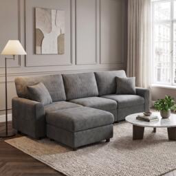 Urban Meuble Modern 3-Seater L-Shaped Sofa with Ottoman - thumbnail 2