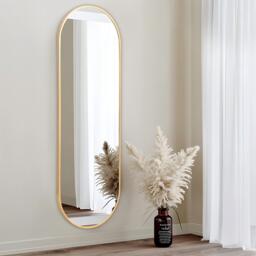 LIFE IDEAS Gold Oval Frame Self-adhesive Full Length Mirror - thumbnail 1