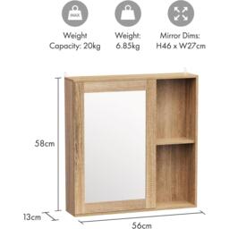 VonHaus VonHaus Bathroom Mirror Cabinet - Chester Range - thumbnail 3