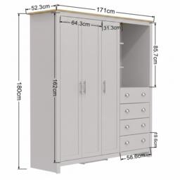 Jack Wills Lancaster 4 Drawer Wardrobe Combi Unit - thumbnail 8