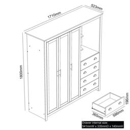 Jack Wills Lancaster 4 Drawer Wardrobe Combi Unit - thumbnail 6