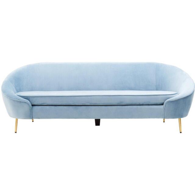 Fifty Five South Yasmeen 3 Seat Aqua Blue Velvet Sofa - image 1