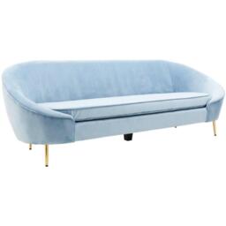 Fifty Five South Yasmeen 3 Seat Aqua Blue Velvet Sofa - thumbnail 4