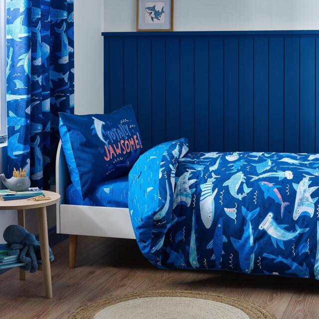 Catherine Lansfield Jawsome Shark Reversible Duvet Cover Set
