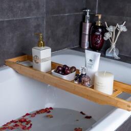 LIFE IDEAS Bamboo Bath Tray Bathtub Caddy for Bathroom