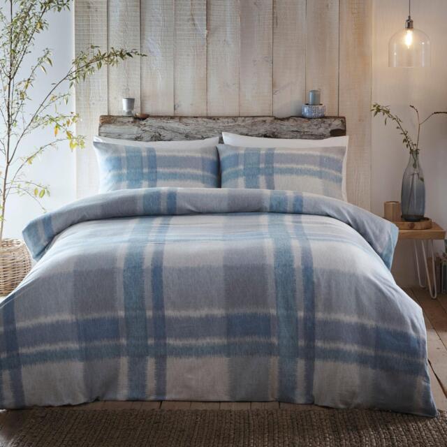 Appletree Verbier Check Brushed Cotton Duvet Cover - Blue - image 1