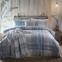 Appletree Verbier Check Brushed Cotton Duvet Cover - Blue - thumbnail 4