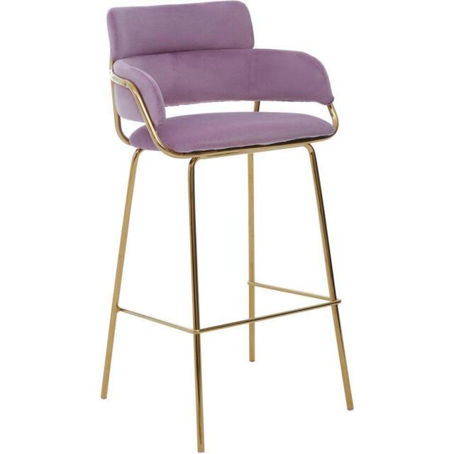 Interiors by Premier Tamzin Pink Velvet Bar Chair - image 1