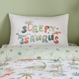 Catherine Lansfield Brushed Sleepy Saurus Dino Cotton Duvet Cover Set - thumbnail 3