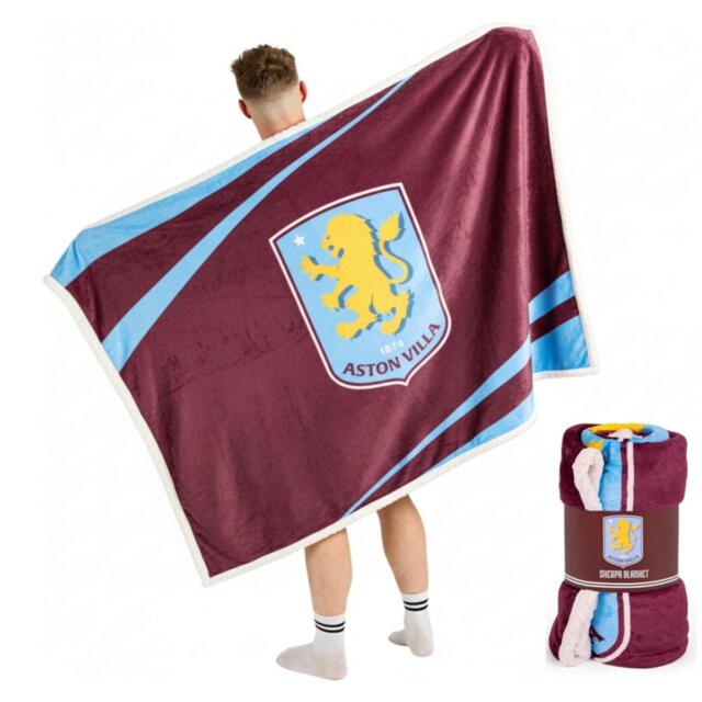 Team Aston Villa Officially Licensed Sherpa Fleece Blanket 152 x 117 cm - image 1