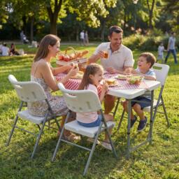Lassic Outdoor Folding Table 4ft & 4 Folding Chairs - thumbnail 5