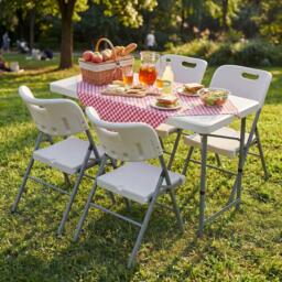 Lassic Outdoor Folding Table 4ft & 4 Folding Chairs - thumbnail 4