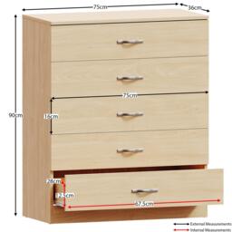 Lassic Vida Designs Riano 5 Drawer Chest - thumbnail 2