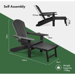 VonHaus Westport Black Adirondack Chair - thumbnail 8