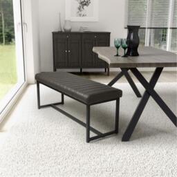 Shankar Archer Leather Effect Grey Bench - thumbnail 6
