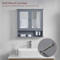 Lassic Priano 2 Door Mirrored Wall Cabinet With Shelf - thumbnail 5