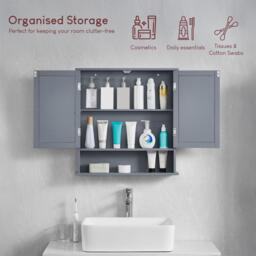Lassic Priano 2 Door Mirrored Wall Cabinet With Shelf - thumbnail 3