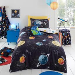 Bedlam Outer Space Kids Night Glow Duvet Cover Set Black - thumbnail 7