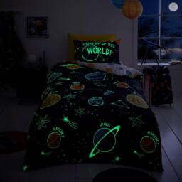 Bedlam Outer Space Kids Night Glow Duvet Cover Set Black - thumbnail 5