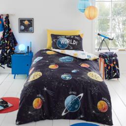 Bedlam Outer Space Kids Night Glow Duvet Cover Set Black - thumbnail 2
