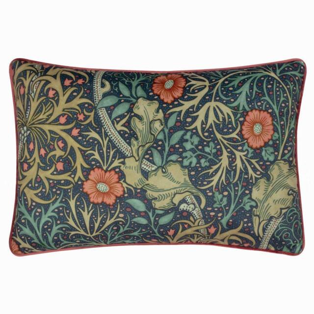 Morris and Co Seaweed Printed Velvet Feather Filled Cushion - image 1