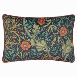 Morris and Co Seaweed Printed Velvet Feather Filled Cushion