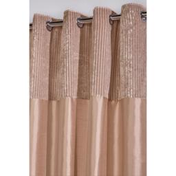 Homelife Striped Metallic Cuff with Faux Silk Eyelet Curtains - thumbnail 2