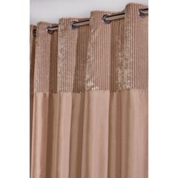 Homelife Striped Metallic Cuff with Faux Silk Eyelet Curtains - thumbnail 3