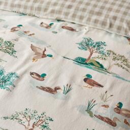 Catherine Lansfield Brushed Mallards Cotton Reversible Duvet Cover Set - thumbnail 4