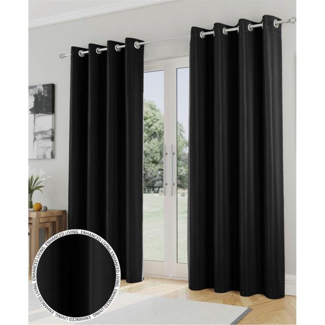 Enhanced Living Supersoft Black Thermal Blockout Eyelet Curtains - image 1