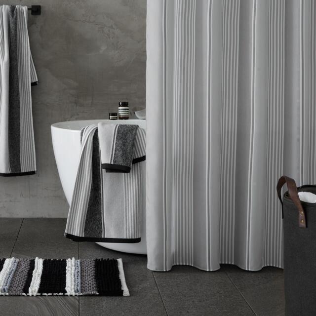 Catherine Lansfield Textured Stripe Shower Curtain - image 1