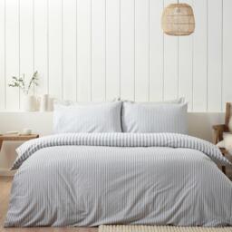 Catherine Lansfield Brushed Stripe Cotton Reversible Duvet Cover Set - thumbnail 2