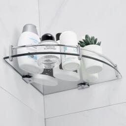 LIFE IDEAS 1 Tier Bathroom Glass Corner Shelf Wall Mounted - thumbnail 2