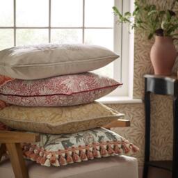 Morris and Co Marigold Piped Jacquard Feather Filled Cushion - thumbnail 5