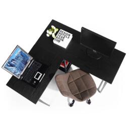 FurnitureR DROGBA Black and Wooden L-shaped Desk with 2 shelves - thumbnail 2