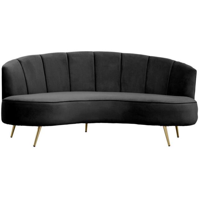 Interiors by Premier Hasna Three Seat Black Velvet Sofa - image 1