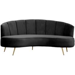 Interiors by Premier Hasna Three Seat Black Velvet Sofa - thumbnail 1
